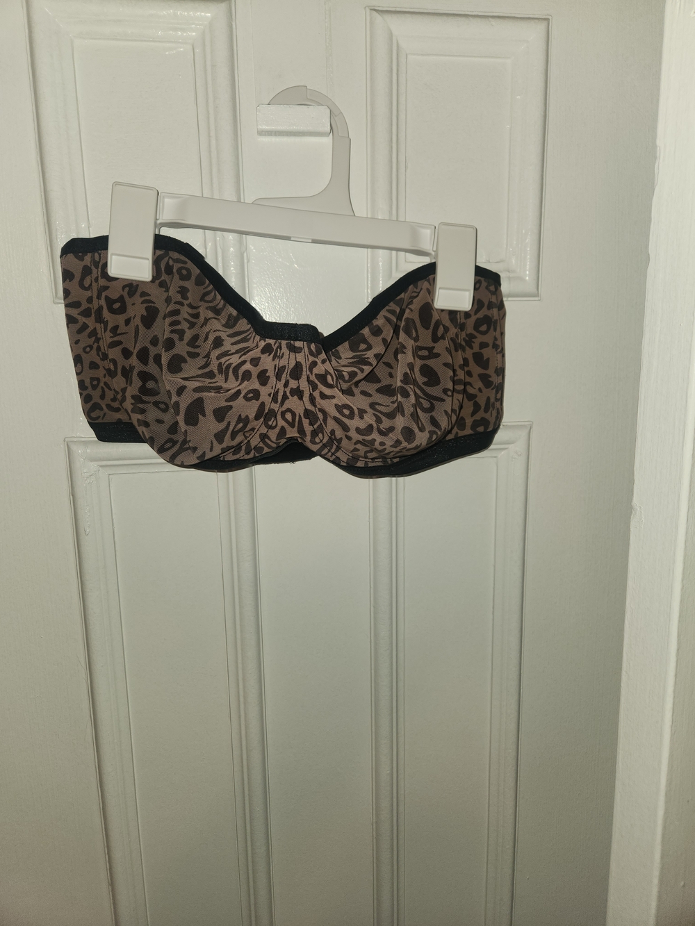 Strapless Leopard Print Bandeau Bra - Brown